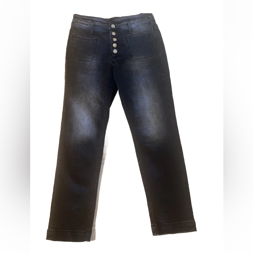 Anthropologie Pilcro and the Letterpress HighRise Slim Button Fly Jeans Black 27